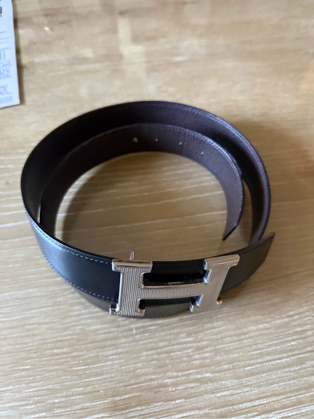 Hermes Men's Reversible Belt in Black and Brown with Silver H Buckle